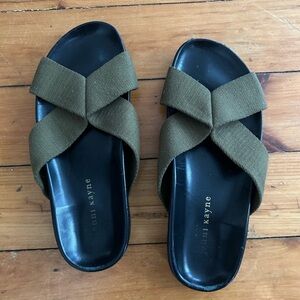 Jenni Kayne Olive Green Crisscross Slide Sandals